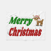 Frohe Weihnachts-Reindeer-Typografie Fleecedecke (Vorderseite (Horizontal))