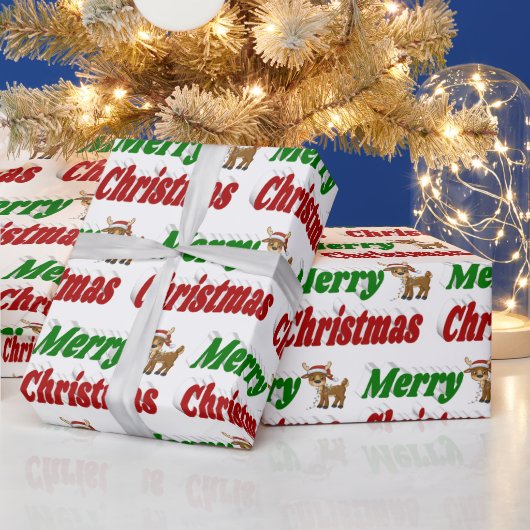 Frohe Weihnachts-Reindeer-Typografie Geschenkpapier (Feiertage)