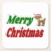 Frohe Weihnachts-Reindeer-Typografie Rechteckiger Pappuntersetzer (Vorderseite)