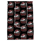 Frohe Weihnachts Reindeer Xmas Familie Red Kariert Mittlere Geschenktüte (Rückseite)