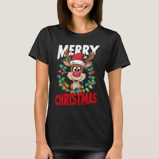 Frohe Weihnachts-Reindeer Xmas Urlaub T-Shirt (Vorderseite)