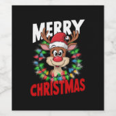 Frohe Weihnachts-Reindeer Xmas Urlaub Weinetikett (Einzelnes Label)