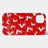 Frohe Weihnachts-Reindeers Red Case-Mate iPhone Hülle (Rückseite (Horizontal))