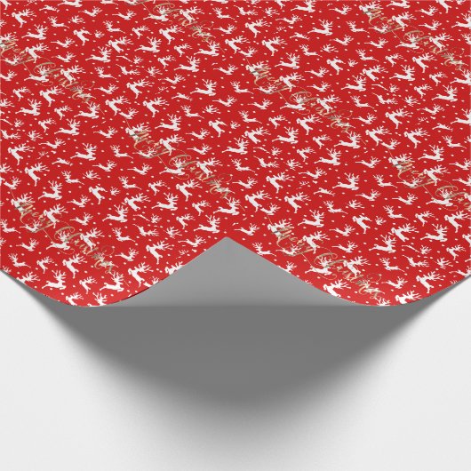 Frohe Weihnachts-Reindeers Red Geschenkpapier (Ecke)