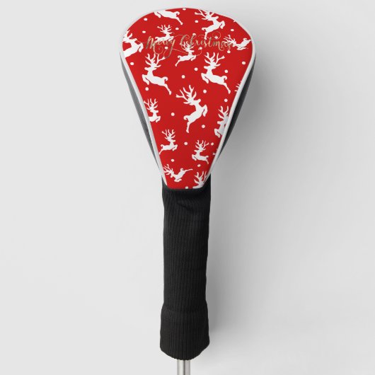 Frohe Weihnachts-Reindeers Red Golf Headcover (Vorderseite)
