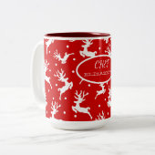 Frohe Weihnachts-Reindeers Red Holiday Zweifarbige Tasse (Vorderseite Links)