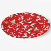 Frohe Weihnachts-Reindeers Red Pappteller (Schrägansicht)