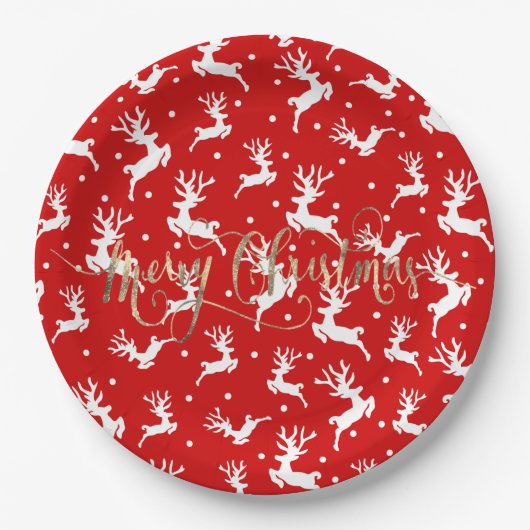 Frohe Weihnachts-Reindeers Red Pappteller (Vorderseite)