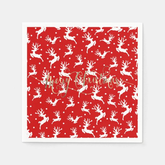 Frohe Weihnachts-Reindeers Red Serviette (Vorderseite)
