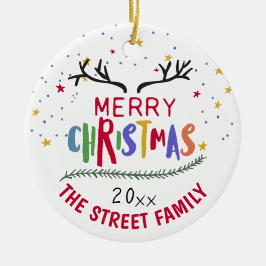 Frohe Weihnachts Rentier Antlers Achievement Ceram Keramik Ornament (Vorne)