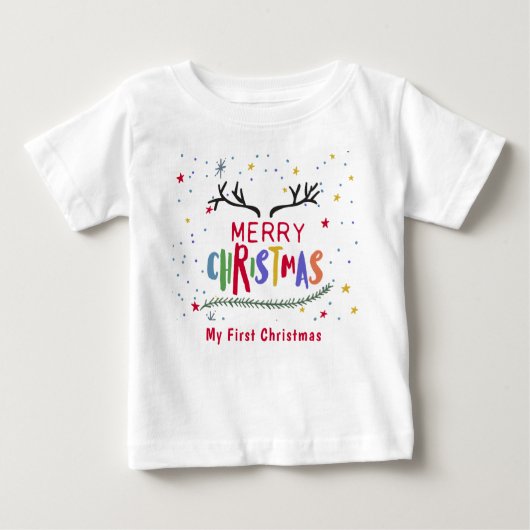 Frohe Weihnachts-Rentier-Antlers-Spaß Baby T-shirt (Vorderseite)