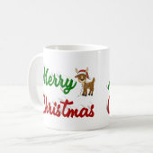 Frohe Weihnachts-Rentier-Halbschrift Kaffeetasse (Vorderseite Links)