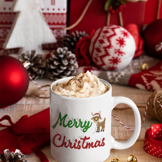 Frohe Weihnachts-Rentier-Halbschrift Kaffeetasse