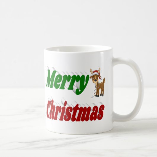 Frohe Weihnachts-Rentier-Halbtypografie Kaffeetasse (Rechts)