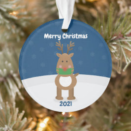 Frohe Weihnachts-Rentier in Covid Gesichtsmaske Cu Ornament