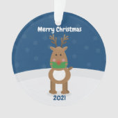 Frohe Weihnachts-Rentier in Covid Gesichtsmaske Cu Ornament (Vorderseite)