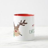 Frohe Weihnachts-Rentier mit Mistletoe Tasse (Zentrum)