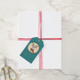 Frohe Weihnachts-Rentier mit Scarf Geschenkanhänger