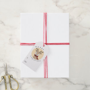Frohe Weihnachts-Rentier mit Scarf Geschenkanhänger