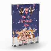 Frohe Weihnachts-Rentier Peppermint Fairy mit Name Fotoblock (Links)