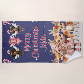 Frohe Weihnachts-Rentier Peppermint Fairy mit Name Strandtuch (Vorderseite)