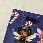 Frohe Weihnachts-Rentier Peppermint Fairy mit Name Strandtuch (Beispiel)