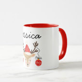 Frohe Weihnachts Rentier personalisierte Mugs Tasse (VorderseiteRechts)