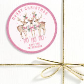 Frohe Weihnachts-Rentier-Personalisierter Name Runder Aufkleber