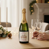 Frohe Weihnachts-Rentier-Personalisierter Name Schaumweinetikett