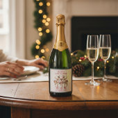 Frohe Weihnachts-Rentier-Personalisierter Name Schaumweinetikett