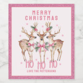 Frohe Weihnachts-Rentier-Personalisierter Name Weinetikett (Einzelnes Label)