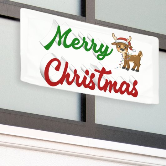 Frohe Weihnachts-Rentier-Rot-Grün-Skript Banner (Äußeres Gebäude)