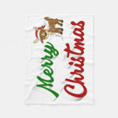 Frohe Weihnachts-Rentier-Rot-Grün-Skript Fleecedecke (Vorderseite)