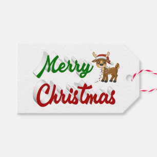 Frohe Weihnachts-Rentier-Rot-Grün-Skript Geschenkanhänger