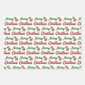 Frohe Weihnachts-Rentier-Rot-Grün-Skript Geschenkpapier Set (Vorderseite)