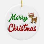Frohe Weihnachts-Rentier-Rot-Grün-Skript Keramik Ornament (Hinten)