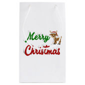Frohe Weihnachts-Rentier-Rot-Grün-Skript Kleine Geschenktüte (Rückseite)