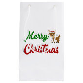 Frohe Weihnachts-Rentier-Rot-Grün-Skript Kleine Geschenktüte (Vorderseite)