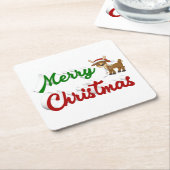 Frohe Weihnachts-Rentier-Rot-Grün-Skript Rechteckiger Pappuntersetzer (angewinkelt)
