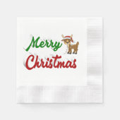 Frohe Weihnachts-Rentier-Rot-Grün-Skript Serviette (Vorderseite)