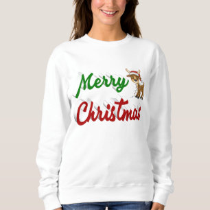 Frohe Weihnachts-Rentier-Rot-Grün-Skript Sweatshirt