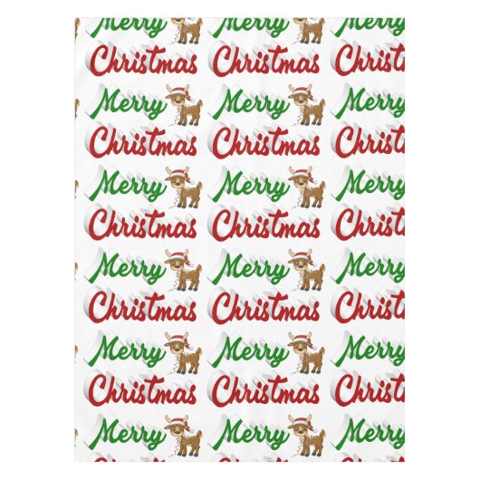 Frohe Weihnachts-Rentier-Rot-Grün-Skript Tischdecke (Vorderseite)