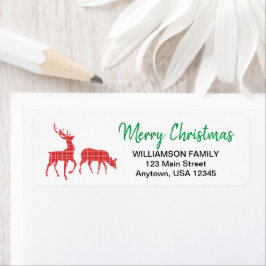 Frohe Weihnachts-Rentier Rotes Kariertes Muster