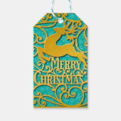 Frohe Weihnachts-Rentier-Silhouetten Schneeflocke Geschenkanhänger (Vorderseite)