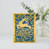 Frohe Weihnachts-Rentier-Silhouetten Schneeflocke Postkarte (Stehend Vorderseite)