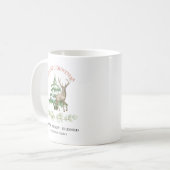 Frohe Weihnachts-Rentier und Familienname Kaffeetasse (Vorderseite Links)