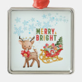 Frohe Weihnachts-Rentier und Santa Sleigh Ornament Aus Metall (Vorne)