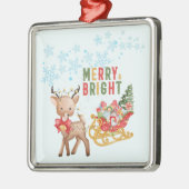 Frohe Weihnachts-Rentier und Santa Sleigh Ornament Aus Metall (Links)