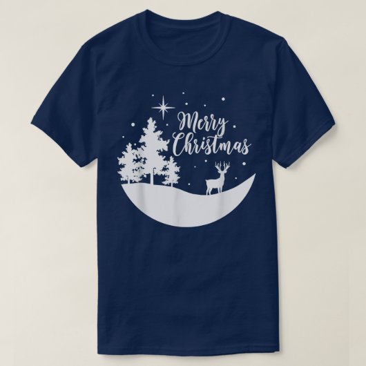 Frohe Weihnachts-Rentier Weihnachtsbaum Schnee fro T-Shirt (Design vorne)