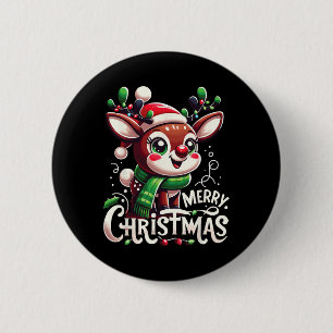 Frohe Weihnachts Rentierbaum Lichter Xmas Familie Button